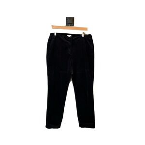 J Jill Corduroy Pants 10 Black Straight Leg Cuffed Hem Cotton Stretch Inseam 27”